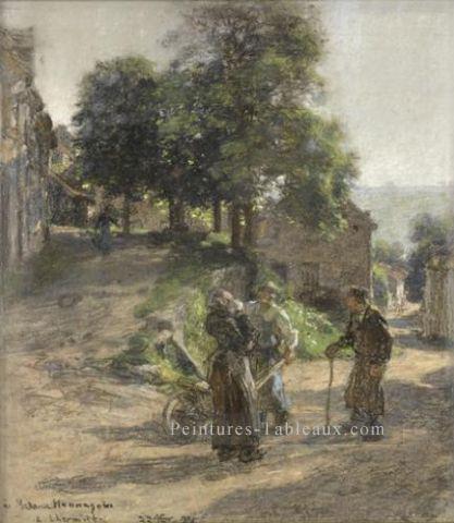 Paysans discutant un Mont Saint Père scènes rurales paysan Léon Augustin Lhermitte Peintures à l'huile